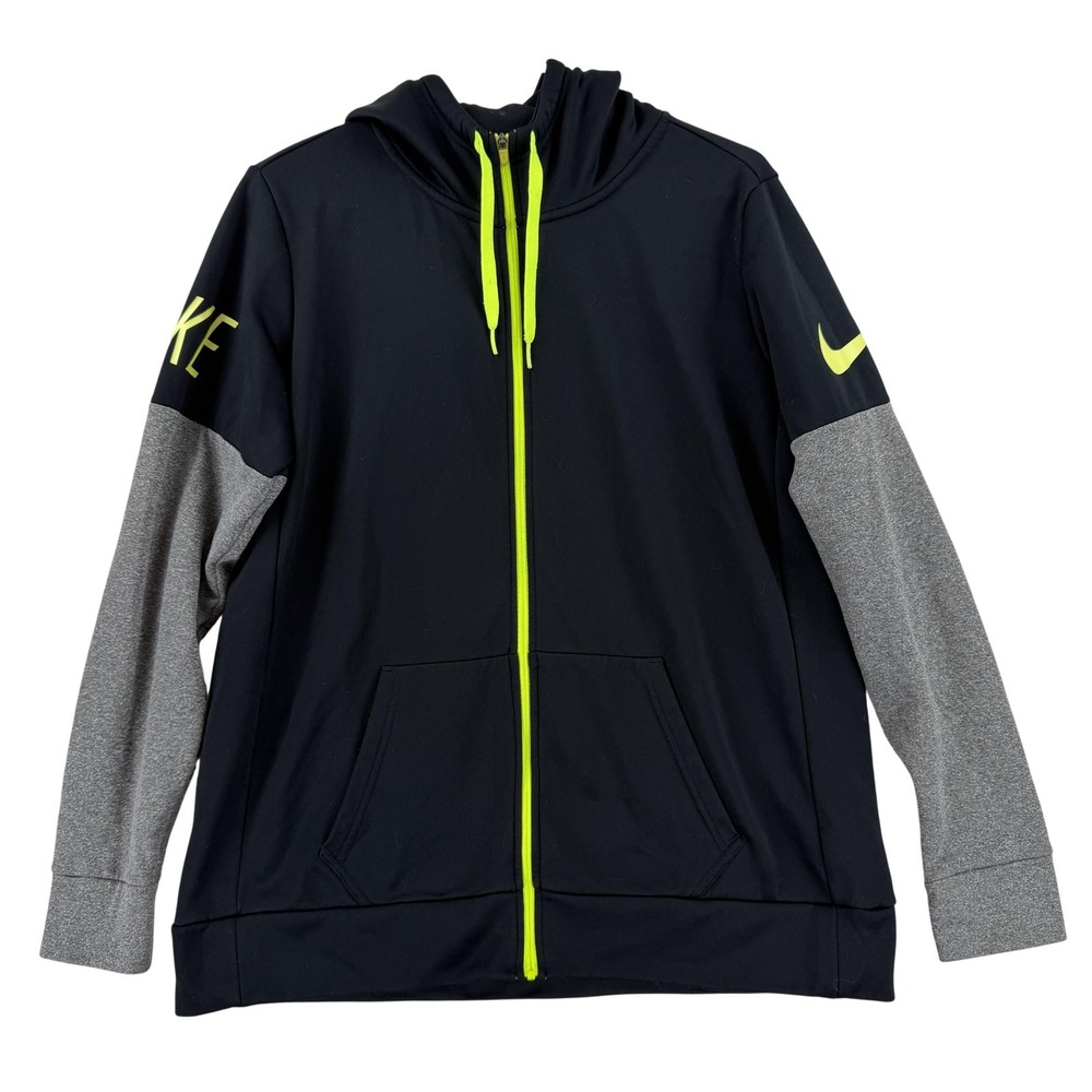 Nike‎ Dri-FIT Hoodie Mens Large Black Full Zip Fleece Logo Sweatshirt 857565-010
